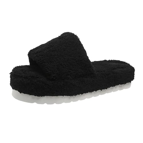 Hausschuhe Damen Plüsch Warme Baumwolle Leicht Pantoletten Pantoffeln mit Polar Fleece Futter Rückstellschaum Memory Gästehausschuhe Antirutsch Indoor Outdoor Winter Slipper Filzpantoffeln von GXYANiaoy