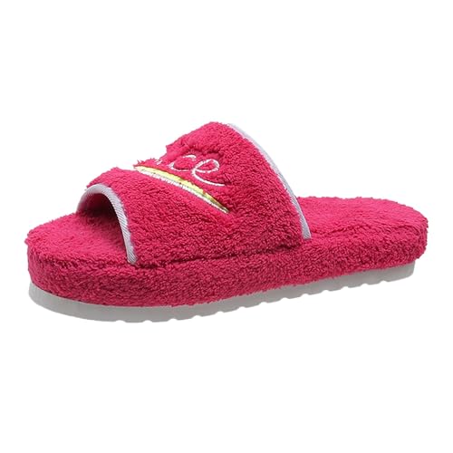 Hausschuhe Damen Plüsch Warme Baumwolle Leicht Pantoletten Pantoffeln mit Polar Fleece Futter Rückstellschaum Memory Gästehausschuhe Antirutsch Indoor Outdoor Winter Slipper Filzpantoffeln von GXYANiaoy