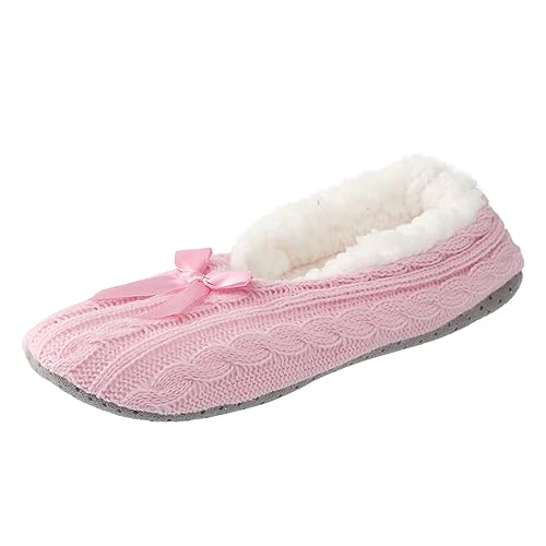 Pantoffeln Damen Baumwolle Bequeme rutschfeste Filzpantoffeln Hausschuhe Plüsch Rückstellschaum Warme Slipper Drinnen und Draußen mit Polar Fleece Futter Indoor Outdoor Gästehausschuhe Pantoletten von GXYANiaoy