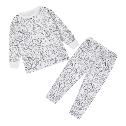 Pyjama Jungen 152, Pyjama Zum Ausmalen Kinder, Zweiteilig Nachtwäsche DIY Handbemaltes Weiß Cartoon Druck Kunst Färben Hausanzug Loungewear Winter Set Homewear Schlafanzug von GXYANiaoy