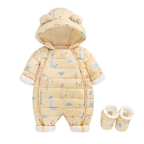 Schneeanzug Baby mädchen 56, Baby Overall Winter, Mit Kapuze Kleidung Ausstattung Winteranzug Neugeboren Babybody Clothes Winteroverall Warm Strampler Fleece Winterkleidung Babykleidung von GXYANiaoy