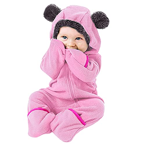 Schneeanzug Baby mädchen daunen, Baby Overall Winter, Langarm Kleidung Neugeboren Kostüm Ausstattung Winterkleidung Fleece Snowsuit Mit Kapuze Frühchenkleidung Clothes Babystrampler Babybody von GXYANiaoy