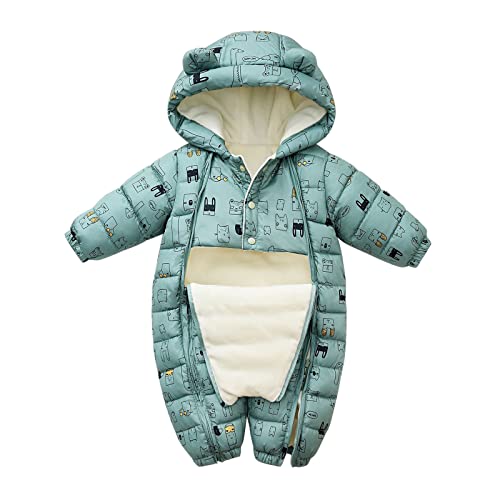 Schneeanzug Kinder 110/116 grün, Baby Overall Winter, Clothes Schlafanzug Mit Kapuze Winterkleidung Fleece Schneeanzug Langarm Walkoverall Warm Babystrampler Neugeboren Kleidung Winteroverall von GXYANiaoy