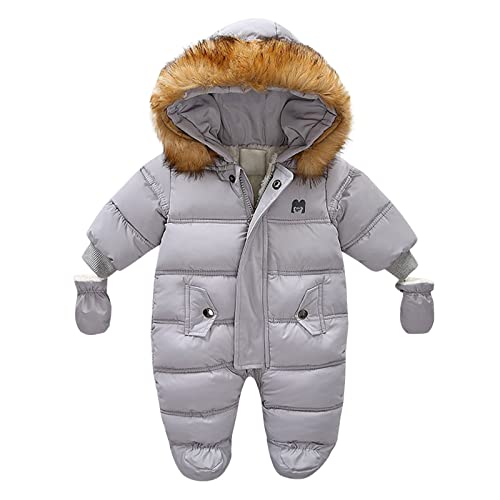 Schneeanzug Kinder 92 Jungen, Baby Overall Winter, Fleece Winteroverall Warm Babystrampler Clothes Strampler Mit Kapuze Winterkleidung Langarm Kostüm Ausstattung Babybody Snowsuit von GXYANiaoy