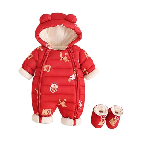 Strampler Neugeborene Junge 50, Baby Overall Winter, Mit Kapuze Kleidung Ausstattung Winteranzug Neugeboren Babybody Clothes Winteroverall Warm Strampler Fleece Winterkleidung Babykleidung von GXYANiaoy