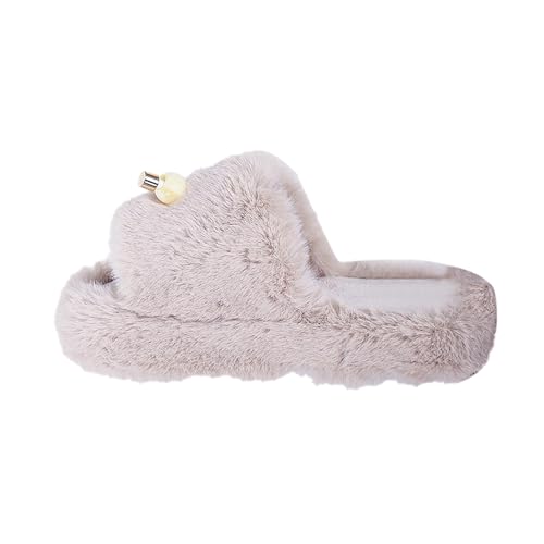 Warme Hausschuhe Damen mit Polar Fleece Futter Rückstellschaum Pantoletten Slipper Antirutsch Memory Pantoffeln Filzpantoffeln Baumwolle rutschfeste Bequeme Gästehausschuhe von GXYANiaoy