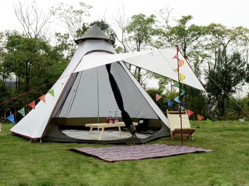 GYDUHYE Indisches Tipi-Campingzelt, wasserdicht, doppellagig, Familien-Jurtenzelt, Outdoor-Wandern und Rucksackreisen, Turmzelt für 3–4 Personen (Farbe: Weiß) von GYDUHYE