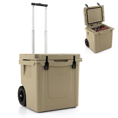 GYMAX 43L Kühlbox, tragbare Kühltruhe mit Rädern & verstellbarem Griff, Kühlcontainer bis 100kg belastbar, Mini Kühlschrank für Camping, Angeln & Reisen GYMAX 43L Kühlbox, tragbare Kühltruhe mit Rädern & verstellbarem Griff, Kühlcontainer bis 100kg belastbar, Mini Kühlschrank für Camping, Angeln & Reisen von GYMAX