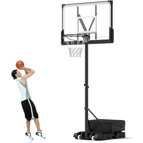 GYMAX Basketballständer höhenverstellbar 125-305 cm, Basketballkorb mit Ständer mit bruchsicherer PC-Rückwand, Basketballanlage mit Rollen für Jugendlich & Erwachsene, für Sportplatz, Hinterhof & Pool GYMAX Basketballständer höhenverstellbar 125-305 cm, Basketballkorb mit Ständer mit bruchsicherer PC-Rückwand, Basketballanlage mit Rollen für Jugendlich & Erwachsene, für Sportplatz, Hinterhof & Pool von GYMAX