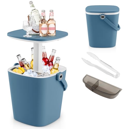 GYMAX Cool Bar mit Griff, tragbarer 15 L Bier- & Weinkühler mit Eiszange & Flaschenöffner, 3-in-1 Beistelltisch mit Innenfach inkl. Kühlbox-Funktion, Getränkekühler für Terrasse & Party (Blau) GYMAX Cool Bar mit Griff, tragbarer 15 L Bier- & Weinkühler mit Eiszange & Flaschenöffner, 3-in-1 Beistelltisch mit Innenfach inkl. Kühlbox-Funktion, Getränkekühler für Terrasse & Party (Blau) von GYMAX