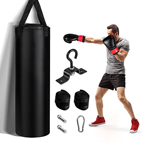 GYMAX Erwachsene Boxsack-Set mit Boxsack 28 kg, Sandsack mit 12 oz Boxhandschuhen & Boxbandagen, hängend Box-Set 100 cm, für Kickboxen, MMA, Kampfsport, Muay Thai, Boxen GYMAX Erwachsene Boxsack-Set mit Boxsack 28 kg, Sandsack mit 12 oz Boxhandschuhen & Boxbandagen, hängend Box-Set 100 cm, für Kickboxen, MMA, Kampfsport, Muay Thai, Boxen von GYMAX