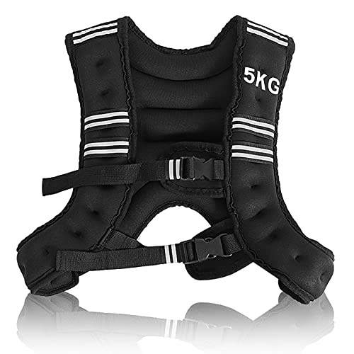 GYMAX Gewichtsweste 5 kg 9 kg Trainingsweste Fitnessweste mit Reflektierende Streifen Weight Vest Laufweste für Gewicht Training Krafttraining Muskelaufbau (5) von GYMAX