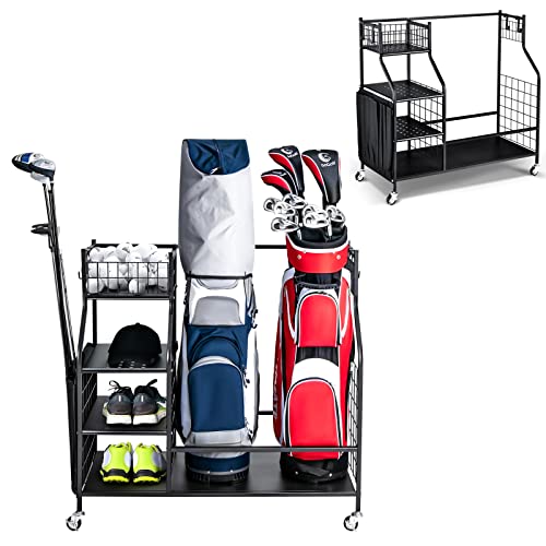 GYMAX Golf-Organizer Passend für 2 Golftaschen & anderes Golfausrüstungszubehör Golftasche Aufbewahrungsregal Aufbewahrungsständer Golftaschenhalter 95 x 40 x 94 cm GYMAX Golf-Organizer Passend für 2 Golftaschen & anderes Golfausrüstungszubehör Golftasche Aufbewahrungsregal Aufbewahrungsständer Golftaschenhalter 95 x 40 x 94 cm von GYMAX