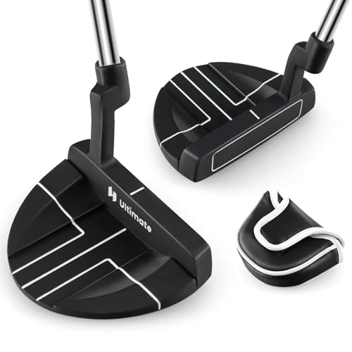 GYMAX Golf Putter 89 cm, Golfschläger mit Gummi-Griff & Kopfbedeckung, Mallet-Putter mit geriffelte Schlagfläche & Zinklegierungskopf, für Männer & Frauen GYMAX Golf Putter 89 cm, Golfschläger mit Gummi-Griff & Kopfbedeckung, Mallet-Putter mit geriffelte Schlagfläche & Zinklegierungskopf, für Männer & Frauen von GYMAX