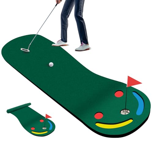 GYMAX Golf-Puttingmatte 300 x 96 cm, Golf Übungsmatte mit 3 Löchern, Trainingshilfebecher & Flagge, tragbare Golf Trainingsmatte mit Golfloch-Abdeckungen, Golfmatte für drinnen & draußen GYMAX Golf-Puttingmatte 300 x 96 cm, Golf Übungsmatte mit 3 Löchern, Trainingshilfebecher & Flagge, tragbare Golf Trainingsmatte mit Golfloch-Abdeckungen, Golfmatte für drinnen & draußen von GYMAX