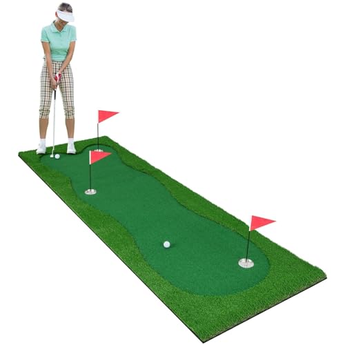 GYMAX Golf Übungsmatte 3 x 1 m, professionelle Golf Trainingsmatte mit 2 Golfbällen, 3 Golfbechern & 3 Löchern, Golfmatte mit 3 Flaggen, Puttingmatte für den Innen- & Außenbereich GYMAX Golf Übungsmatte 3 x 1 m, professionelle Golf Trainingsmatte mit 2 Golfbällen, 3 Golfbechern & 3 Löchern, Golfmatte mit 3 Flaggen, Puttingmatte für den Innen- & Außenbereich von GYMAX