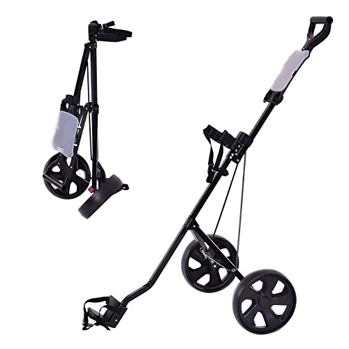 GYMAX Golftrolley faltbar, Golfwagen 2 Rad mit Anzeigetafel, Golf Push Cart mit verstellbarem Gurt, aus Eisen, Schwarz GYMAX Golftrolley faltbar, Golfwagen 2 Rad mit Anzeigetafel, Golf Push Cart mit verstellbarem Gurt, aus Eisen, Schwarz von GYMAX