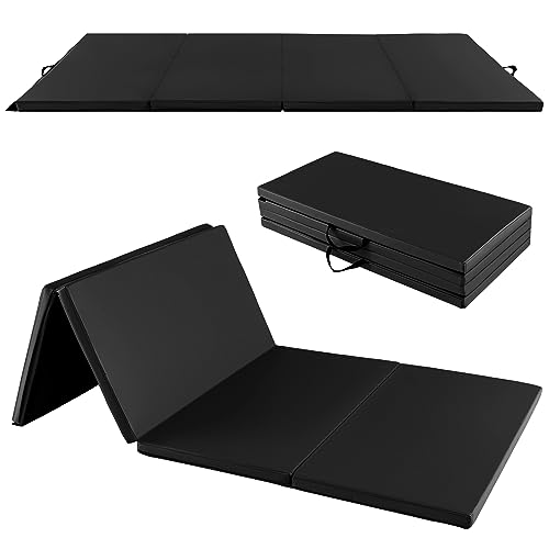 GYMAX Gymnastikmatte klappbar, rutschfeste & reißfeste Weichbodenmatte mit Kunstleder-Bezug & 2 Tragegurten, Fitnessmatte aus 4 Teilmatten für Yoga, Pilates & Workout, 240 x 120 x 5 cm GYMAX Gymnastikmatte klappbar, rutschfeste & reißfeste Weichbodenmatte mit Kunstleder-Bezug & 2 Tragegurten, Fitnessmatte aus 4 Teilmatten für Yoga, Pilates & Workout, 240 x 120 x 5 cm von GYMAX