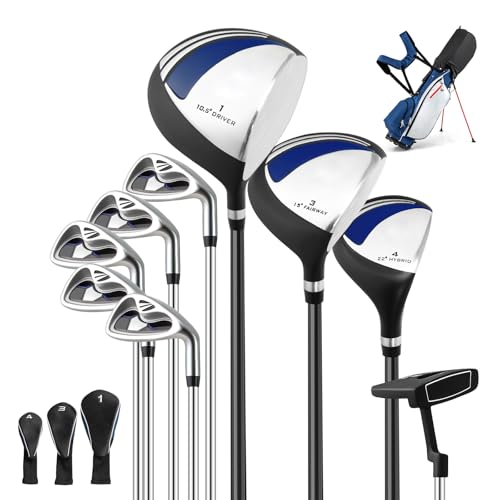 GYMAX Komplettes Golfschläger-Set für Herren, Golf-Set mit Standtasche, Golfschlägersätze inkl. 1# Aluminium-Driver, 3# Fairwayholz, 4# Hybrid, 6-9# Eisen, P# Zink-Eisen, Putter GYMAX Komplettes Golfschläger-Set für Herren, Golf-Set mit Standtasche, Golfschlägersätze inkl. 1# Aluminium-Driver, 3# Fairwayholz, 4# Hybrid, 6-9# Eisen, P# Zink-Eisen, Putter von GYMAX