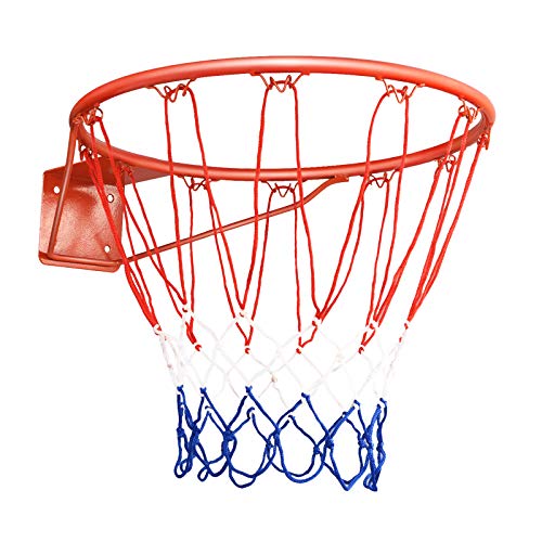 GYMAX Ø 45cm/37cm Basketballkorb, Basketballnetz mit Ring, Netz & Halterung, wetterfester Basketballring in Profigröße zur Wandmontage, für Schulhöfe & Sporthallen (Rot, Ø45cm) GYMAX Ø 45cm/37cm Basketballkorb, Basketballnetz mit Ring, Netz & Halterung, wetterfester Basketballring in Profigröße zur Wandmontage, für Schulhöfe & Sporthallen (Rot, Ø45cm) von GYMAX