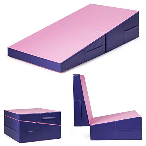 GYMAX Schräge Gymnastikmatte faltbar, Turnmatte mit reißfestem Bezug, Neigungsmatte, Fitnessmatte in Keilform für Gymnastik, Yoga & Aerobic (Lila+Rosa, 150 x 75 x 36 cm) GYMAX Schräge Gymnastikmatte faltbar, Turnmatte mit reißfestem Bezug, Neigungsmatte, Fitnessmatte in Keilform für Gymnastik, Yoga & Aerobic (Lila+Rosa, 150 x 75 x 36 cm) von GYMAX