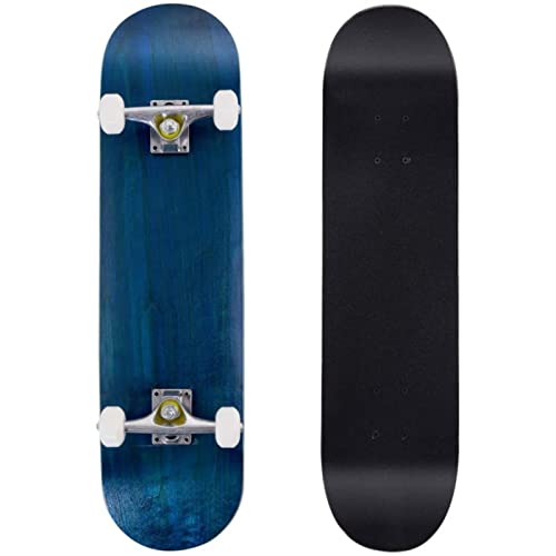 GYMAX Skateboard 80 x 20 cm, Komplette Cruiser mit ABEC-7 Kugellager, 7-Lagiger Longboard Ahornholz, Standard-Skateboards für Kinder & Jugendliche (Blau) von GYMAX
