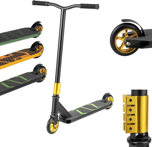 GYMAX Stunt Scooter, Tretroller mit ABEC-7 Kugellager & verstärktem Metall T-Bar, Kickscooter mit robustem Metallgestell & leichtem Aluminium Deck, Trick Scooter für Kinder ab 10 Jahren (Schwarz) GYMAX Stunt Scooter, Tretroller mit ABEC-7 Kugellager & verstärktem Metall T-Bar, Kickscooter mit robustem Metallgestell & leichtem Aluminium Deck, Trick Scooter für Kinder ab 10 Jahren (Schwarz) von GYMAX