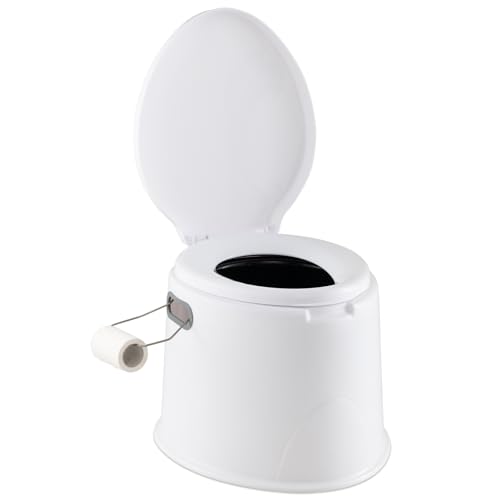 GYMAX Tragbare Reisetoilette, Campingtoilette mit abnehmbarem Eimereinsatz, Mobile Toilette mit Deckel, mit Toilettenpapierhalter, leicht & belastbar, für Camping, Reisen, Wandern & Wohnmobil (Weiß) GYMAX Tragbare Reisetoilette, Campingtoilette mit abnehmbarem Eimereinsatz, Mobile Toilette mit Deckel, mit Toilettenpapierhalter, leicht & belastbar, für Camping, Reisen, Wandern & Wohnmobil (Weiß) von GYMAX