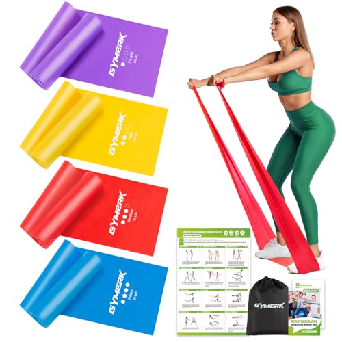 GYMERK Fitnessbänder Set 4er, 1.8M Fitnessband, 4 Widerstandsstufen mit Übungsposter, Gymnastikband mit Tragetasche & Übungsanleitung, Ideal für Yoga, Pilates, Muskelaufbau, Physiotherapie GYMERK Fitnessbänder Set 4er, 1.8M Fitnessband, 4 Widerstandsstufen mit Übungsposter, Gymnastikband mit Tragetasche & Übungsanleitung, Ideal für Yoga, Pilates, Muskelaufbau, Physiotherapie von GYMERK