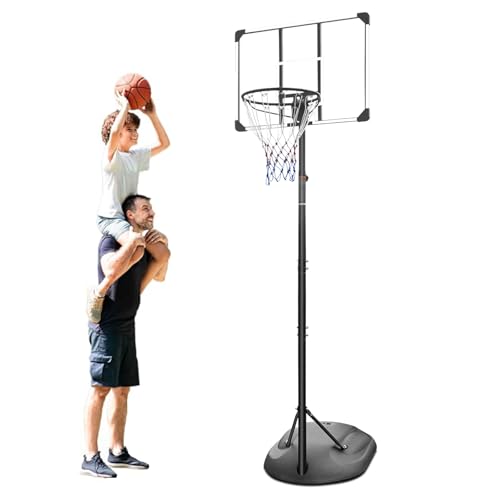 GYMFLEX Basketballkorb 228-280cm Höhenverstellbar Basketball Ständer, Tragbar Basketballanlage mit Roller für Indoor Outdoor Weiß von GYMFLEX