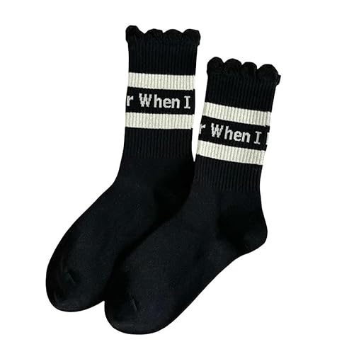 GYSMRIWG 3/6 Paar Weiße Socken Damen Mittelwadensocken Gestreift Sport Fitness Baumwollstrümpfe-6-3 Paare von GYSMRIWG