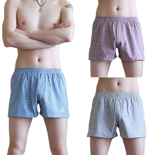 GYSMRIWG 3Er-Pack Herren-Boxershorts, Gestreifte Boxershorts, Reine Baumwolle, Lockere, Dünne Shorts-11-3-Xxxl von GYSMRIWG