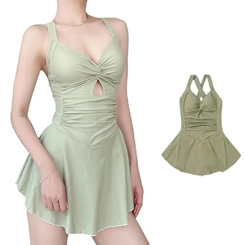 GYSMRIWG Badeanzug Damen Neck Badeanzug Einteilige Strandbekleidung Strandrock Badeanzug Hohe Taille Mädchen Badeanzug-Grün-M GYSMRIWG Badeanzug Damen Neck Badeanzug Einteilige Strandbekleidung Strandrock Badeanzug Hohe Taille Mädchen Badeanzug-Grün-M von GYSMRIWG