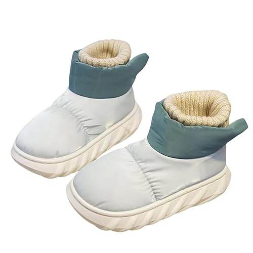 GYSMRIWG Damen Daunen-Baumwollschuhe, Plüsch, Warme Schneestiefel, wasserdichte Freizeitschuhe-Blau-38-39 von GYSMRIWG