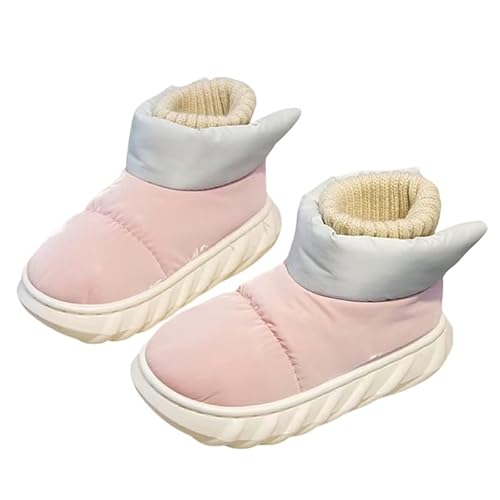 GYSMRIWG Damen Daunen-Baumwollschuhe, Plüsch, Warme Schneestiefel, wasserdichte Freizeitschuhe-Rosa-36-37 von GYSMRIWG