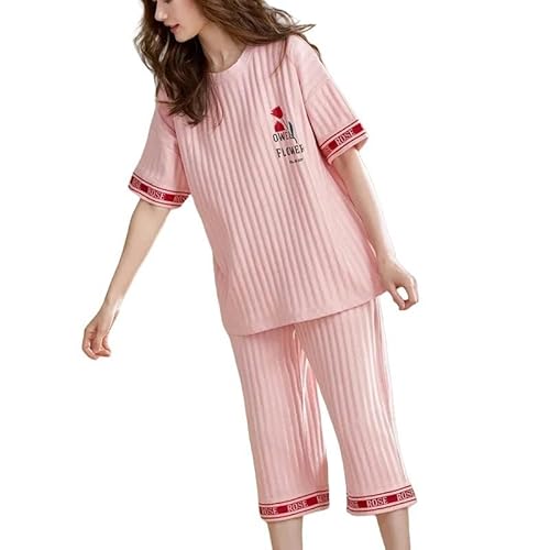 GYSMRIWG Frauen Pyjama Set M-5Xl Großer Runde Hals Baumwolle Bequemer Lässiger Pyjama-13-Xl (60-70 Kg) von GYSMRIWG