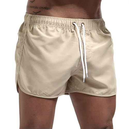 GYSMRIWG Herren-Badehose Herren Schwimmstädte Schwimmshorts Schnell Trocken Surf Shorts Badeanzug Strandshorts Sommer-Khaki-S von GYSMRIWG