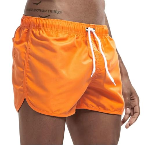 GYSMRIWG Herren-Badehose Herren Schwimmstädte Schwimmshorts Schnell Trocken Surf Shorts Badeanzug Strandshorts Sommer-Orange-L von GYSMRIWG