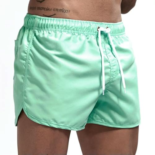 GYSMRIWG Herren-Badehose Herren Schwimmstädte Schwimmshorts Schnell Trocken Surf Shorts Badeanzug Strandshorts Sommer-Seegrün-S von GYSMRIWG