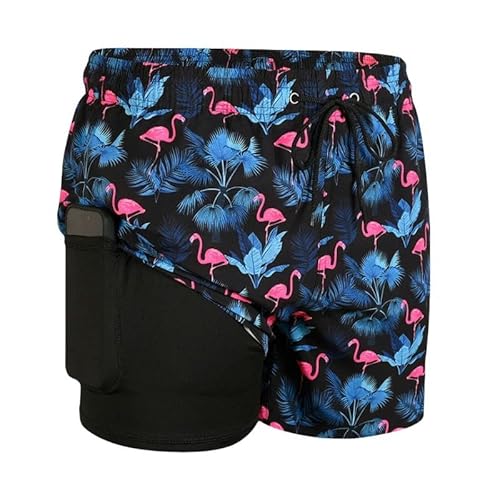 GYSMRIWG Herren-Badehose Männerschwimmstämme Mit Kompressionsfutter 2 In 1 Schnelle Trockene Schwimmshorts Badeanzug-Bruder-XXL von GYSMRIWG