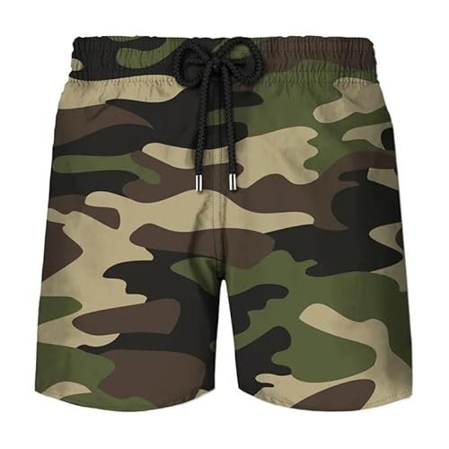 GYSMRIWG Herren-Badehose Surf Shorts Männer 3D -Gedruckte Tarnung Schnell Trockene Schwimmstämme Lose Sommershorts-88-L von GYSMRIWG