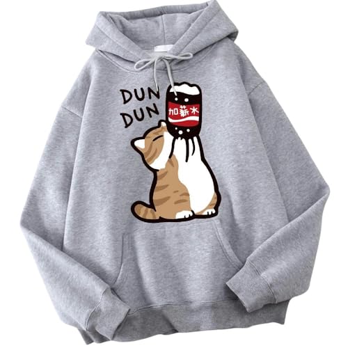 GYSMRIWG Kapuzenpullover Cartoon Cat Herren -Kapuze -Jacke Freizeit Cartoon Hoodies Casual Sweatshirts Home Tops-Grau-XL von GYSMRIWG