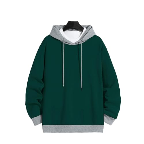 GYSMRIWG Kapuzenpullover Einfarbiger, Langärmeliger Sport-Hoodie Für Herren, Leichter Fleece-Hoodie,-Dunkelgrün-S von GYSMRIWG