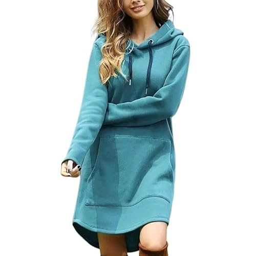 GYSMRIWG Kapuzenpullover Frauen Herbstkleid Casual Pocket Langarm Mit Kapuzenpullover Lose Übergroßer Pullover Hoodie-Blau-XL von GYSMRIWG