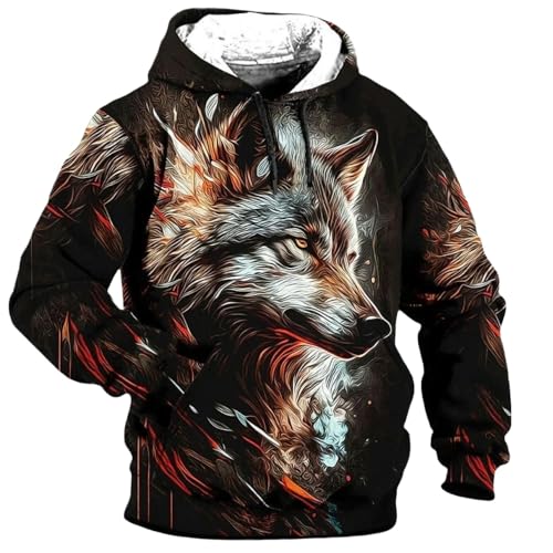 GYSMRIWG Kapuzenpullover Herren-Kapuzenpullover Mit Animal-Print, 3D-Druck, Langärmelig, Übergroßer Pullover-L 11-M von GYSMRIWG