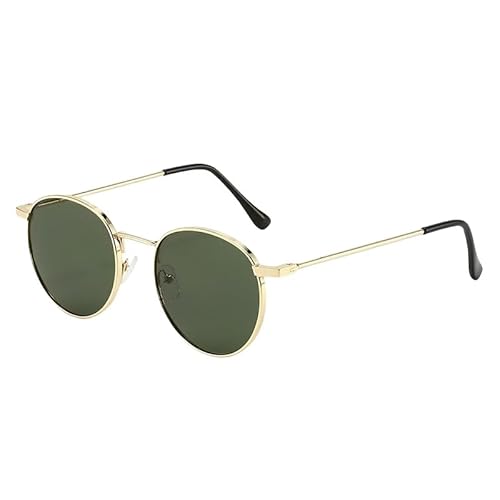 GYSMRIWG Sonnenbrille Mode Sonnenbrille Für Frauen Sonnenbrille Runde Rahmen Trendy Metall Sonnenbrille-Grüne Tabletten-Mit Box von GYSMRIWG