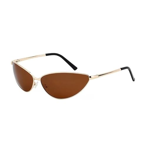 GYSMRIWG Sonnenbrille Mode Y2K Sonnenbrille Damen Sonnenschutz Radfahren Sonnenbrille-Goldtee von GYSMRIWG