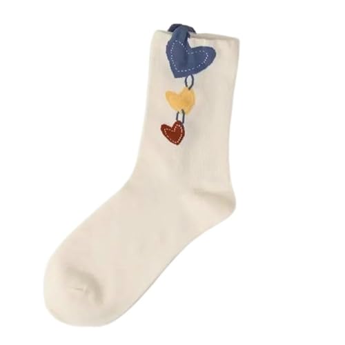 GYSMRIWG Zwei Paare Von Blumen Bestickte Damen Socken Rüschen Baumwolle Niedliche Mid-Tube Casual Socken-Hellblau-2-Paare von GYSMRIWG