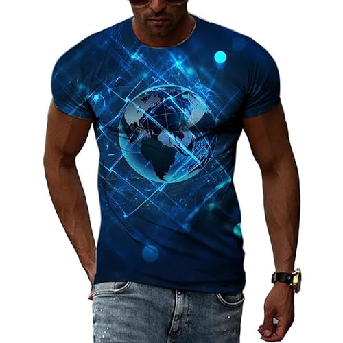 GZGZG Blue Planet 3D Kurzarm Jungen und Mädchen Sommer Rundhals Casual T-Shirt Erwachsene Studenten schnell trocknende Tops von GZGZG