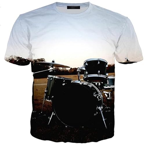 GZGZG Rock Instrument 3D Kurzarm Unisex Sommer Rundhals Lässiges T-Shirt Erwachsener Student Schnelltrocknendes Oberteil von GZGZG